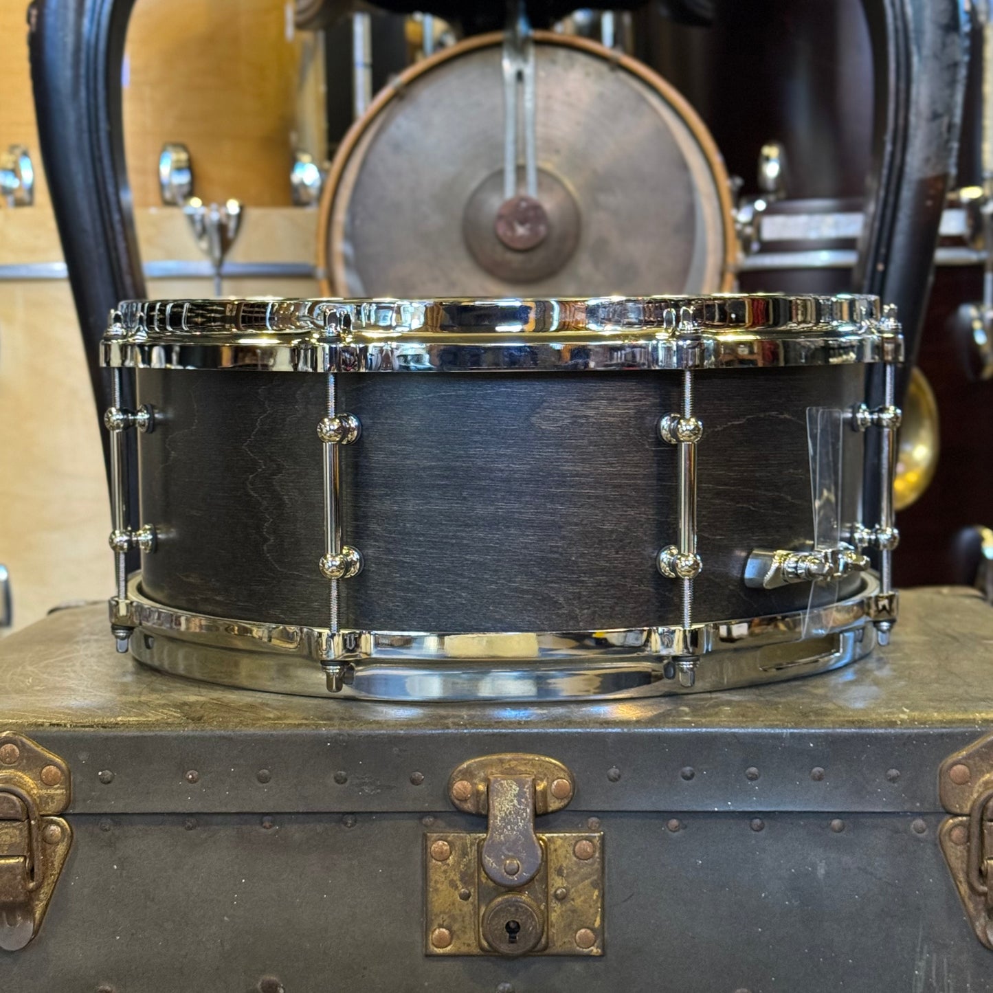 USED Ludwig 5x14 Legacy Exotic Snare Drum in Satin Charcoal w/ Tube Lugs & Die Cast Hoops