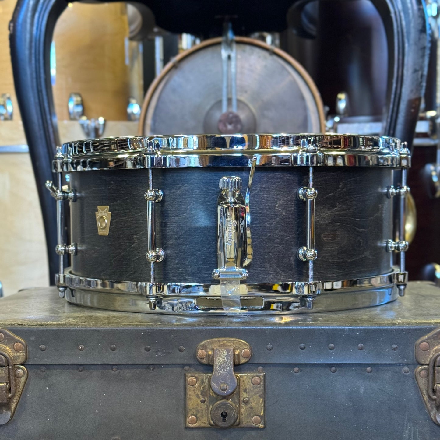 USED Ludwig 5x14 Legacy Exotic Snare Drum in Satin Charcoal w/ Tube Lugs & Die Cast Hoops