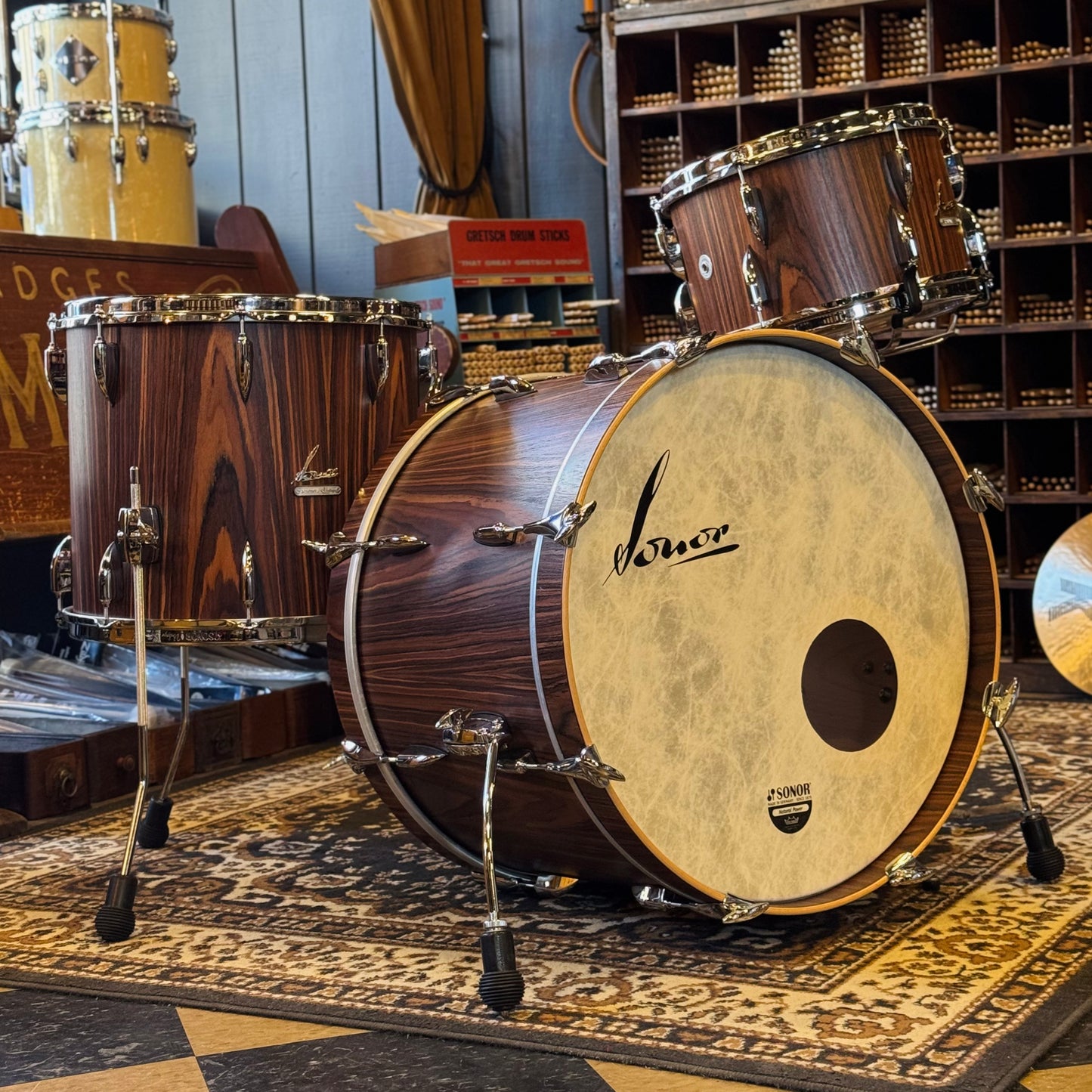 USED Sonor Vintage Series in Rosewood Semi Gloss - 14x22, 8x13, 14x16