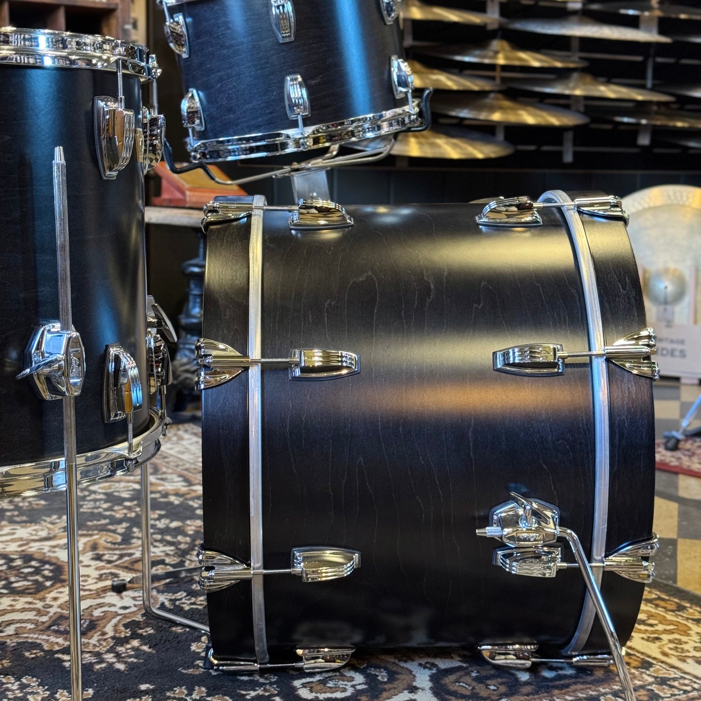 USED Ludwig Classic Maple "Downbeat" Outfit in Satin Charcoal - 14x20, 8x12, 14x14