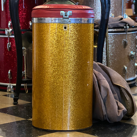 VINTAGE 1960's Ludwig Pre-Serial Keystone Badge Canister Throne in Gold Sparkle