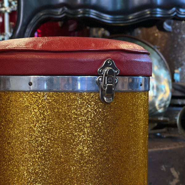 VINTAGE 1960's Ludwig Pre-Serial Keystone Badge Canister Throne in Gold Sparkle