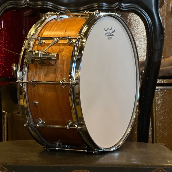 USED Craviotto 6.5x14 Solid Cherry Snare Drum in Natural Oil Finish