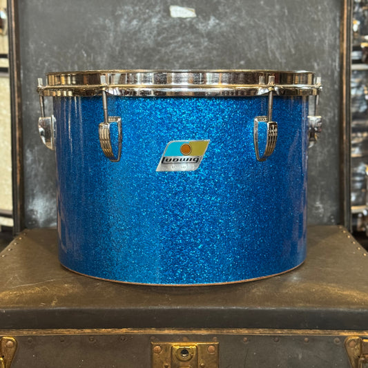 VINTAGE 1970's Ludwig 9x13" Blue & Olive Badge Concert Tom in Blue Sparkle