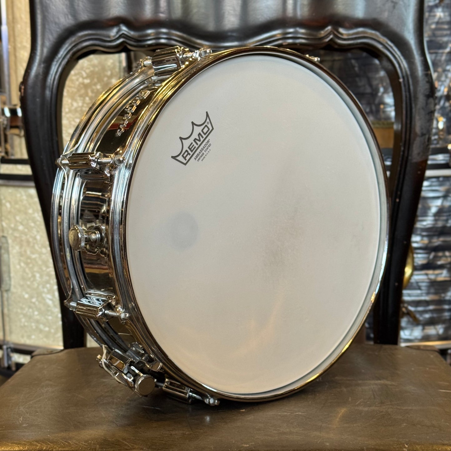 VINTAGE 1960's Rogers 5x14 Cleveland Era Chrome over Brass Powertone Snare Drum