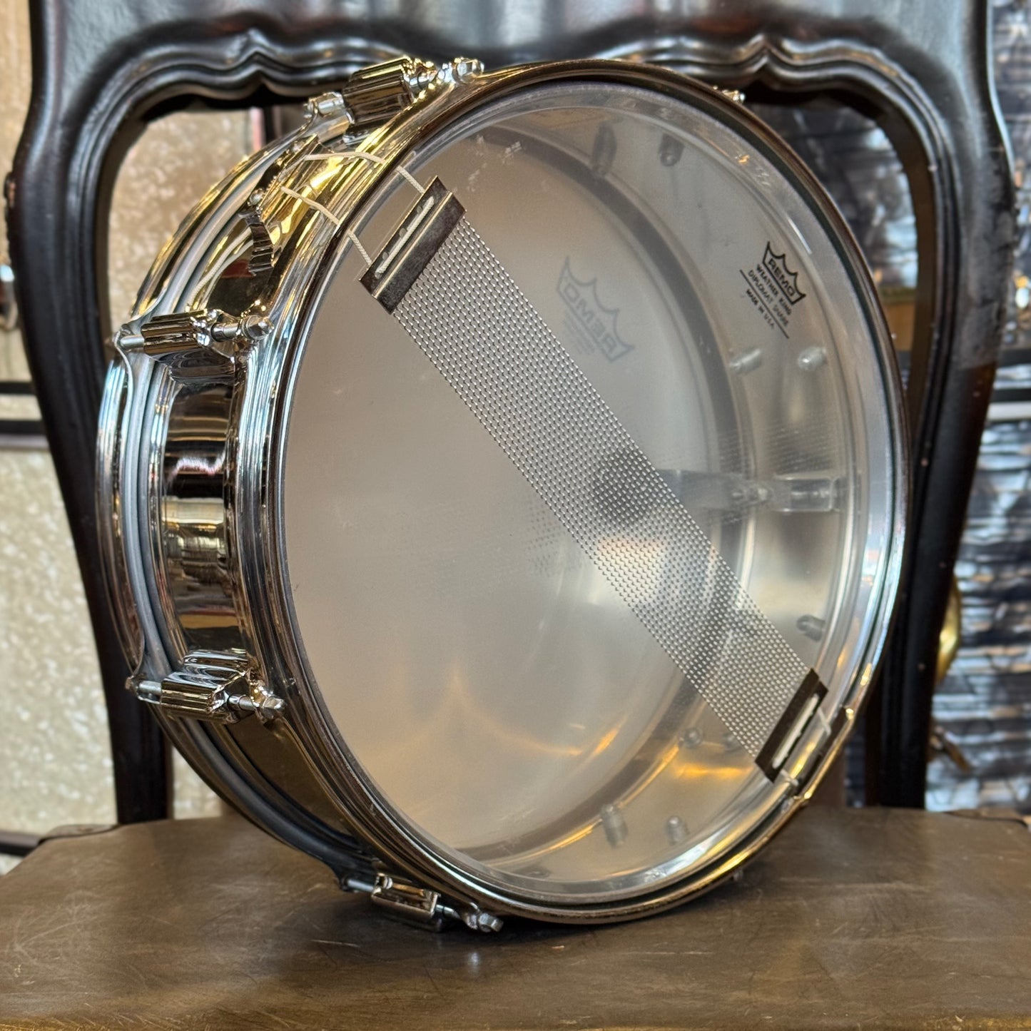 VINTAGE 1960's Rogers 5x14 Cleveland Era Chrome over Brass Powertone Snare Drum