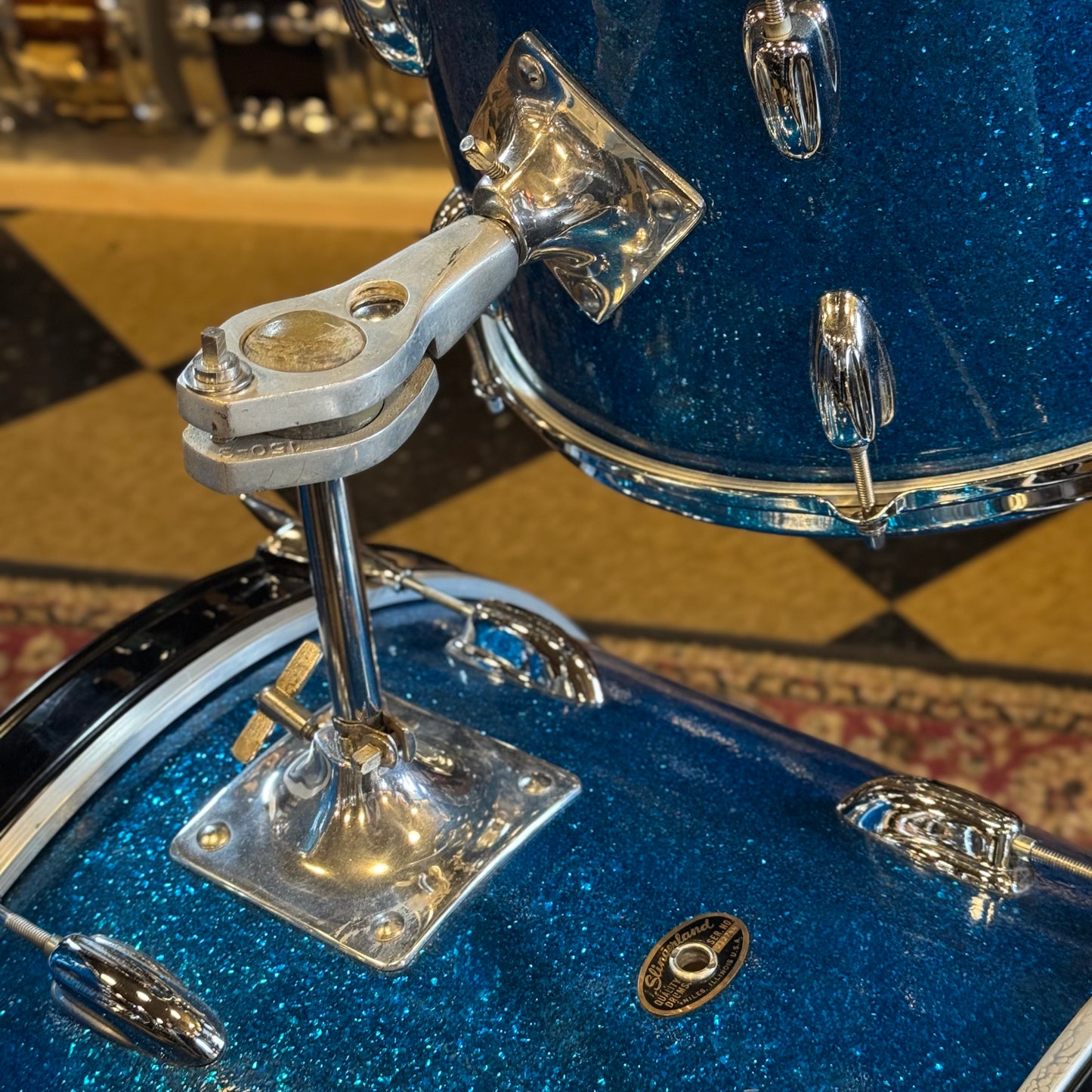 VINTAGE 1960's Slingerland Drum Set in Blue Sparkle -14x20, 9x13, 16x16