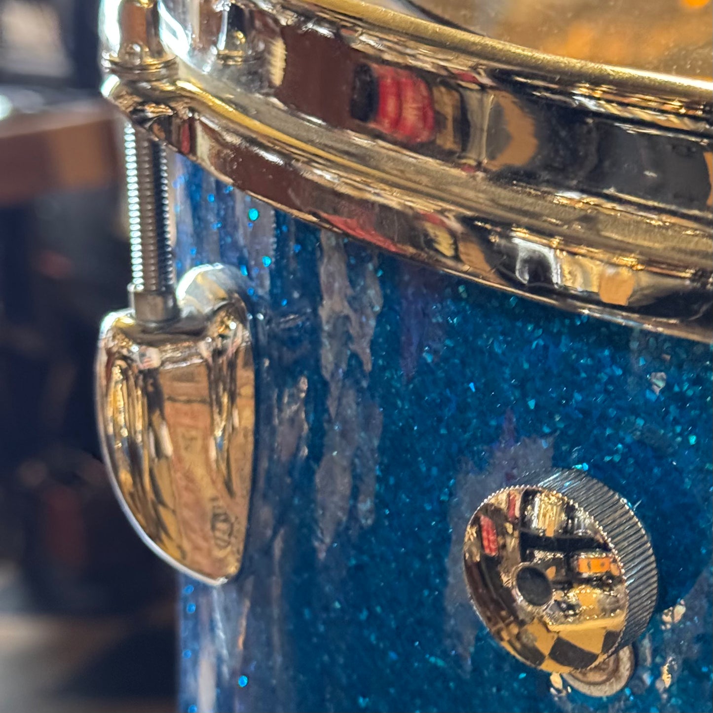 VINTAGE 1960's Slingerland Drum Set in Blue Sparkle -14x20, 9x13, 16x16