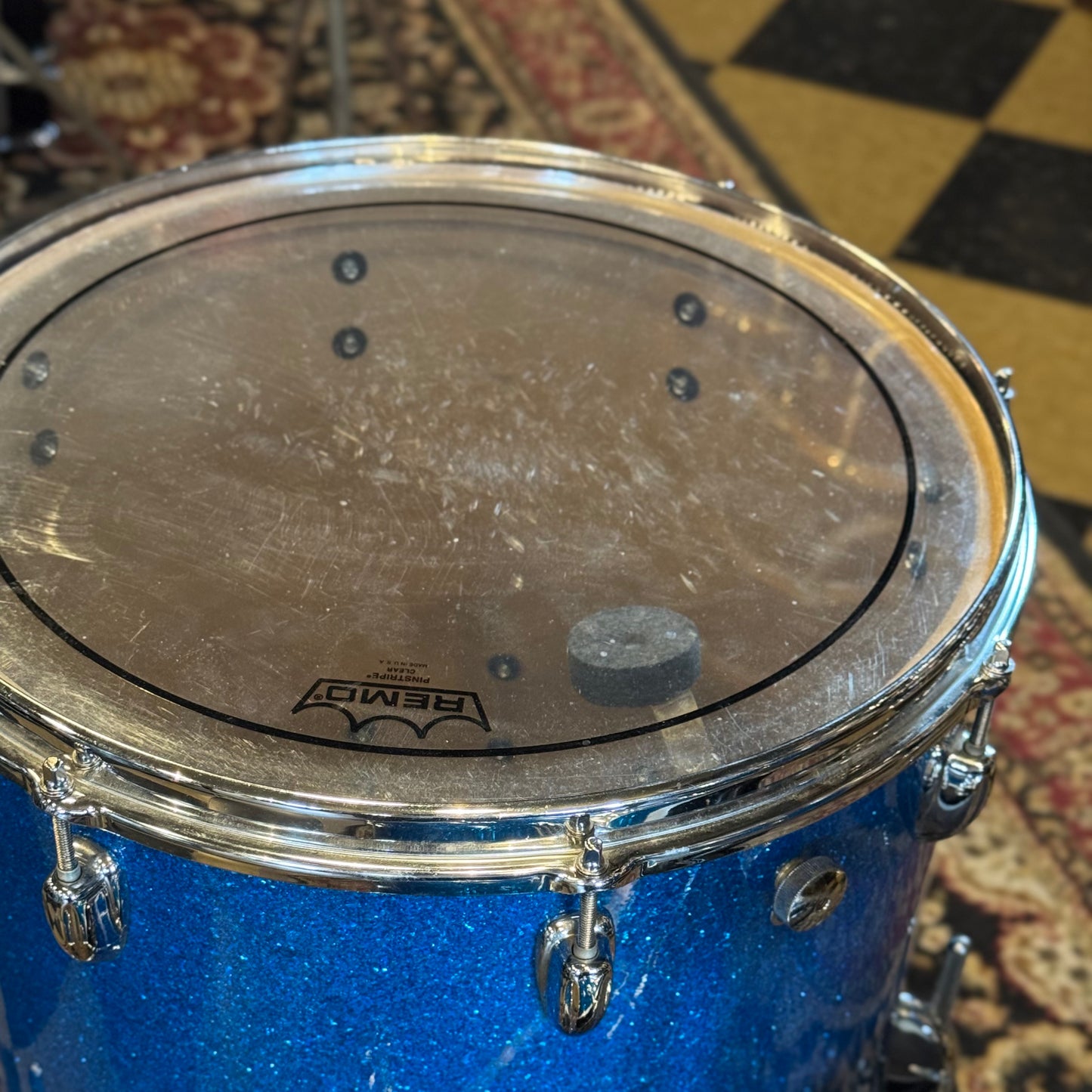 VINTAGE 1960's Slingerland Drum Set in Blue Sparkle -14x20, 9x13, 16x16