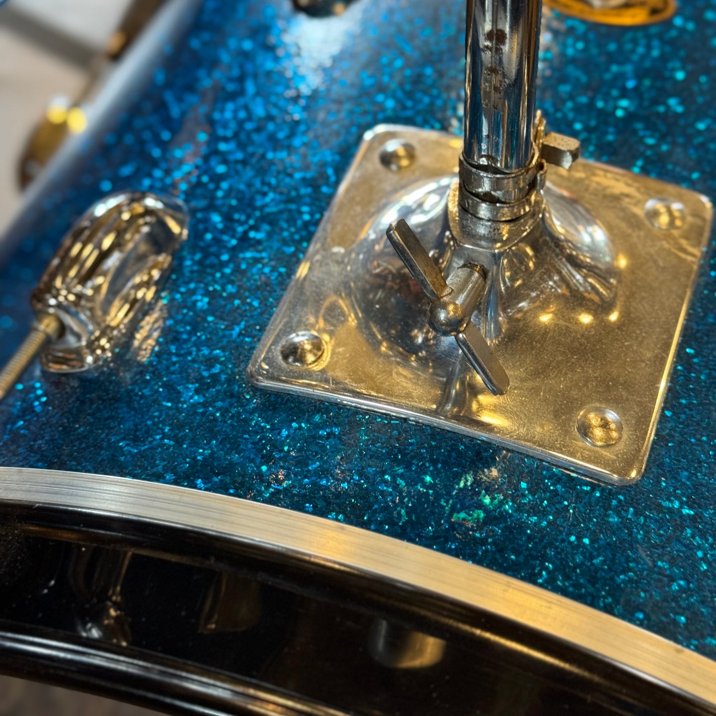 VINTAGE 1960's Slingerland Drum Set in Blue Sparkle -14x20, 9x13, 16x16