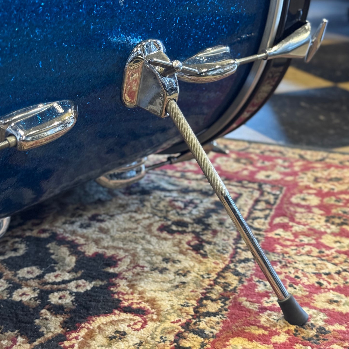 VINTAGE 1960's Slingerland Drum Set in Blue Sparkle -14x20, 9x13, 16x16