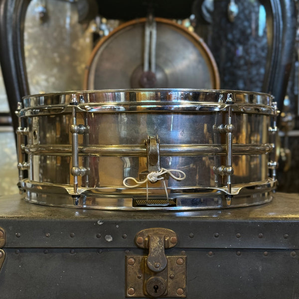 VINTAGE 1938-39 WFL 5x14 "The Ideal" Model Metal Shell Nickel over Brass Snare Drum