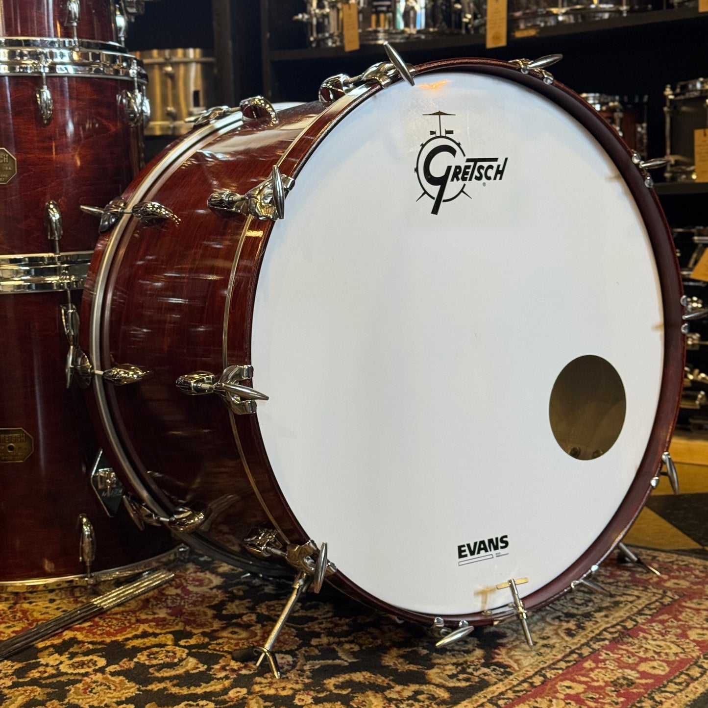 VINTAGE 1977-1981 Gretsch Stop Sign Badge Drum set in Gloss Walnut Lacquer (Virgin Shells) - 14x24, 8x10, 8x12, 9x13, 10x14, 12x15, 16x16