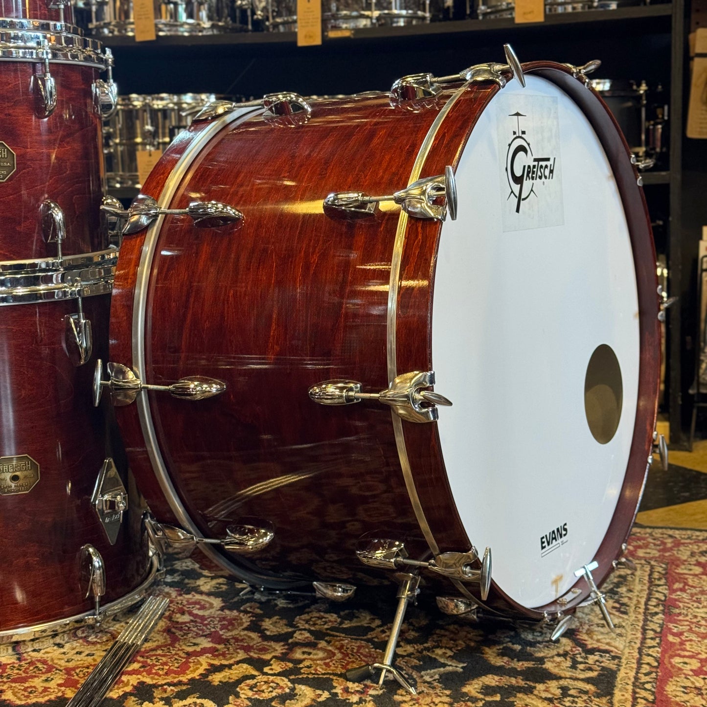 VINTAGE 1977-1981 Gretsch Stop Sign Badge Drum set in Gloss Walnut Lacquer (Virgin Shells) - 14x24, 8x10, 8x12, 9x13, 10x14, 12x15, 16x16