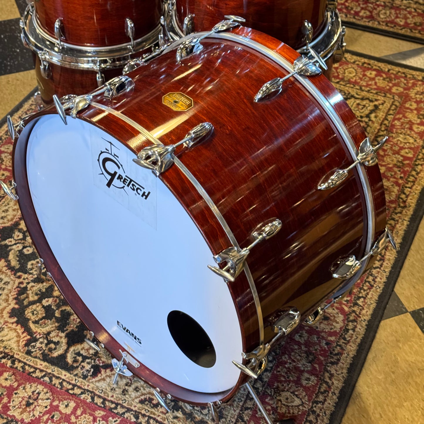 VINTAGE 1977-1981 Gretsch Stop Sign Badge Drum set in Gloss Walnut Lacquer (Virgin Shells) - 14x24, 8x10, 8x12, 9x13, 10x14, 12x15, 16x16