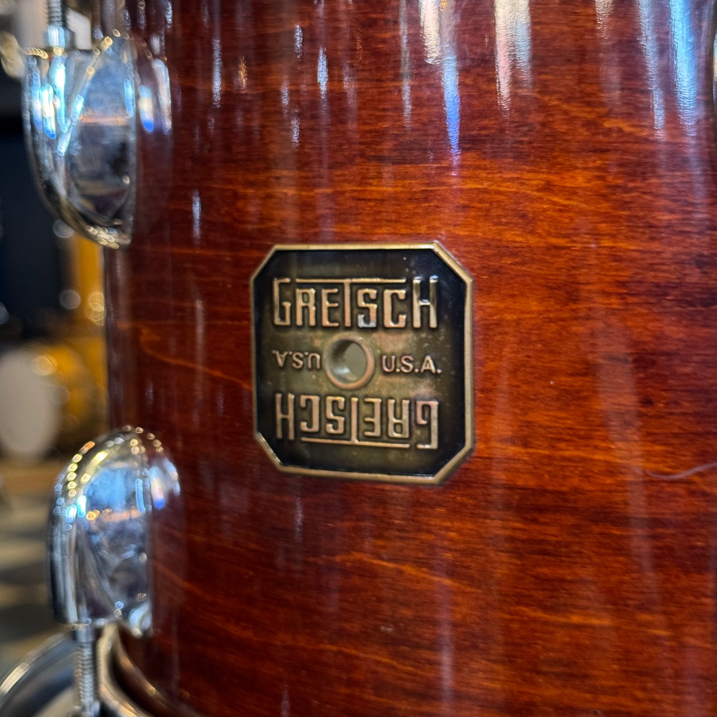 VINTAGE 1977-1981 Gretsch Stop Sign Badge Drum set in Gloss Walnut Lacquer (Virgin Shells) - 14x24, 8x10, 8x12, 9x13, 10x14, 12x15, 16x16