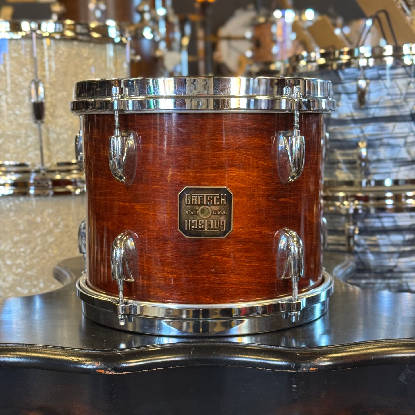 VINTAGE 1977-1981 Gretsch Stop Sign Badge Drum set in Gloss Walnut Lacquer (Virgin Shells) - 14x24, 8x10, 8x12, 9x13, 10x14, 12x15, 16x16