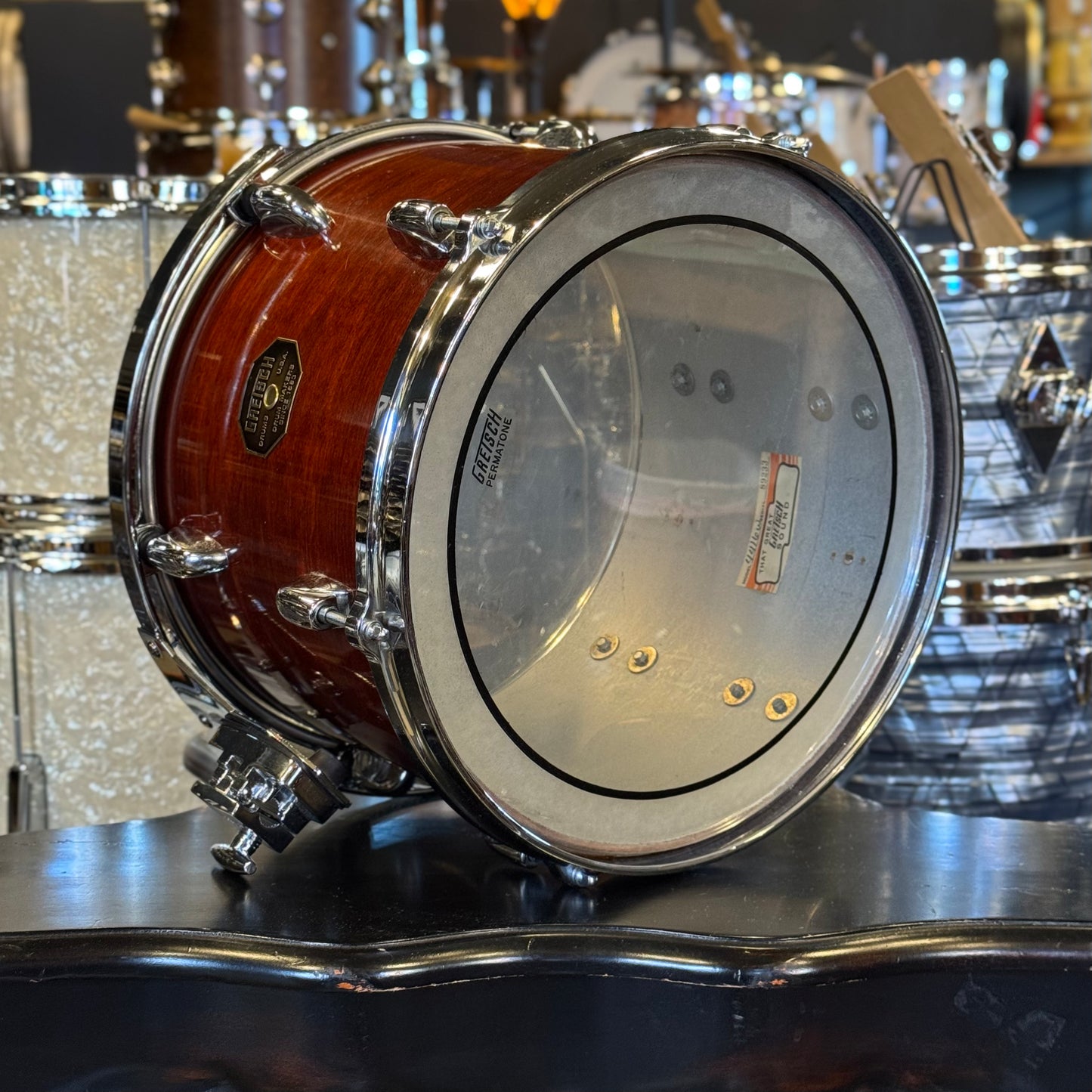 VINTAGE 1977-1981 Gretsch Stop Sign Badge Drum set in Gloss Walnut Lacquer (Virgin Shells) - 14x24, 8x10, 8x12, 9x13, 10x14, 12x15, 16x16