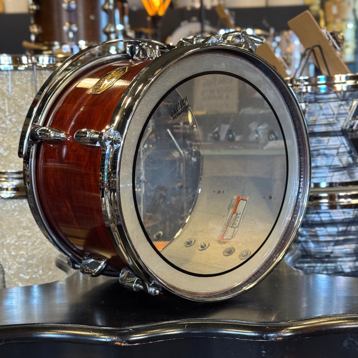 VINTAGE 1977-1981 Gretsch Stop Sign Badge Drum set in Gloss Walnut Lacquer (Virgin Shells) - 14x24, 8x10, 8x12, 9x13, 10x14, 12x15, 16x16