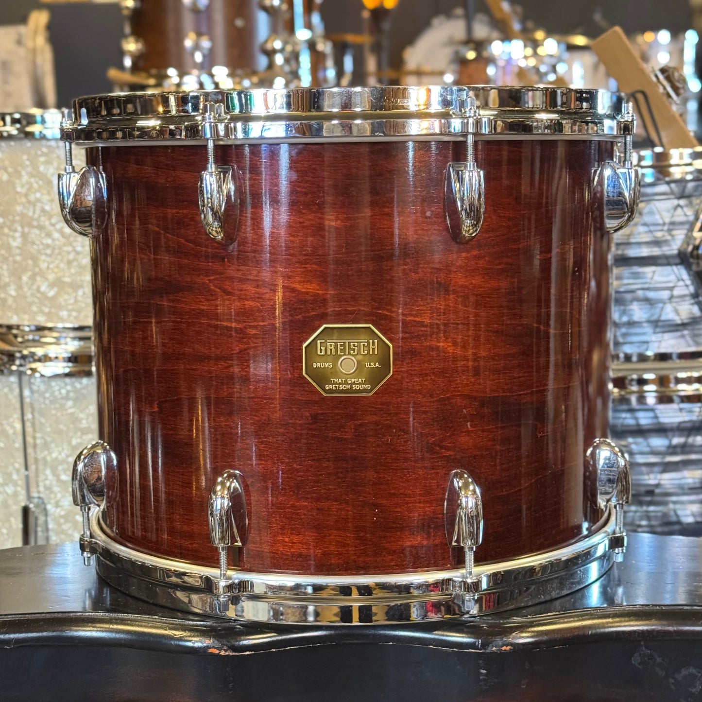 VINTAGE 1977-1981 Gretsch Stop Sign Badge Drum set in Gloss Walnut Lacquer (Virgin Shells) - 14x24, 8x10, 8x12, 9x13, 10x14, 12x15, 16x16