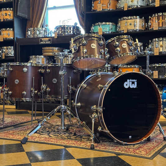 NEW DW Collector's Series Maple-Mahogany w/ Vertical Maple Outer & Nickel Hardware in Walnut Satin Oil - 18x22, 7x10, 8x12, 12x14, 14x16