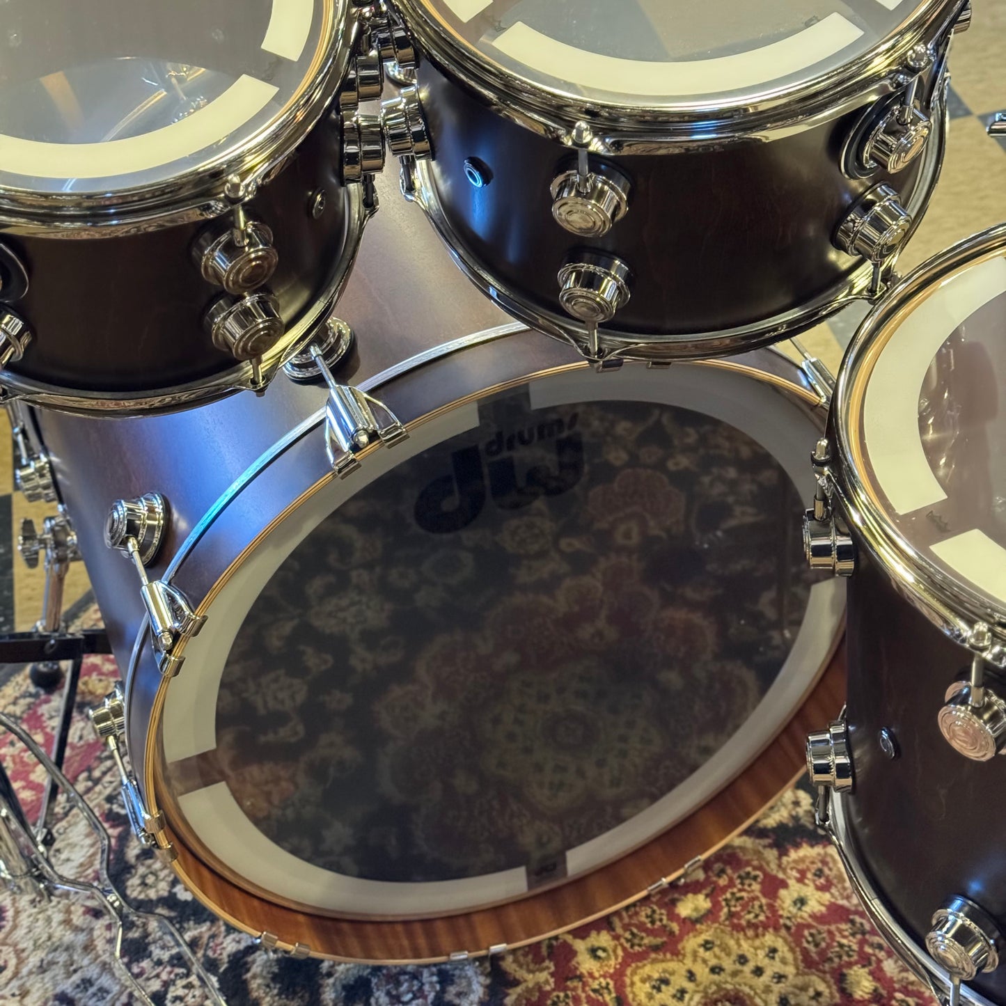 NEW DW Collector's Series Maple-Mahogany w/ Vertical Maple Outer & Nickel Hardware in Walnut Satin Oil - 18x22, 7x10, 8x12, 12x14, 14x16