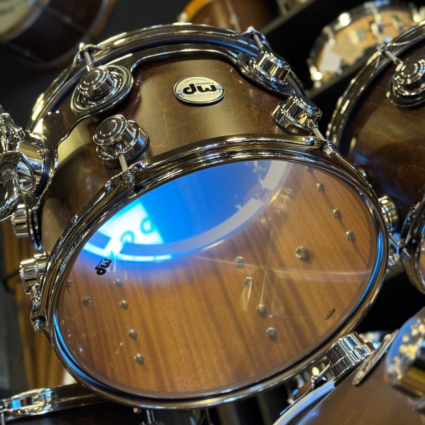 NEW DW Collector's Series Maple-Mahogany w/ Vertical Maple Outer & Nickel Hardware in Walnut Satin Oil - 18x22, 7x10, 8x12, 12x14, 14x16