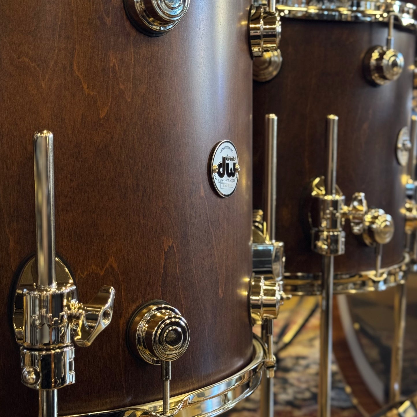 NEW DW Collector's Series Maple-Mahogany w/ Vertical Maple Outer & Nickel Hardware in Walnut Satin Oil - 18x22, 7x10, 8x12, 12x14, 14x16