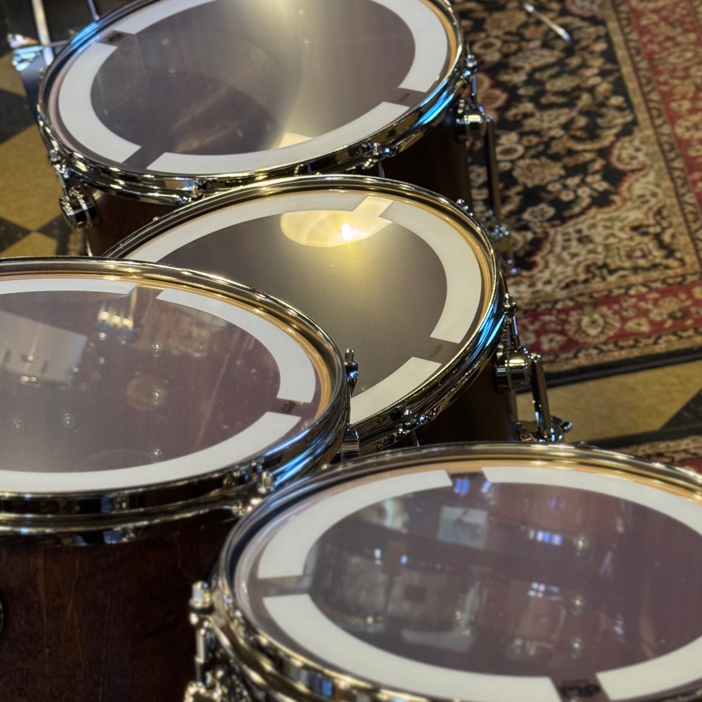 NEW DW Collector's Series Maple-Mahogany w/ Vertical Maple Outer & Nickel Hardware in Walnut Satin Oil - 18x22, 7x10, 8x12, 12x14, 14x16