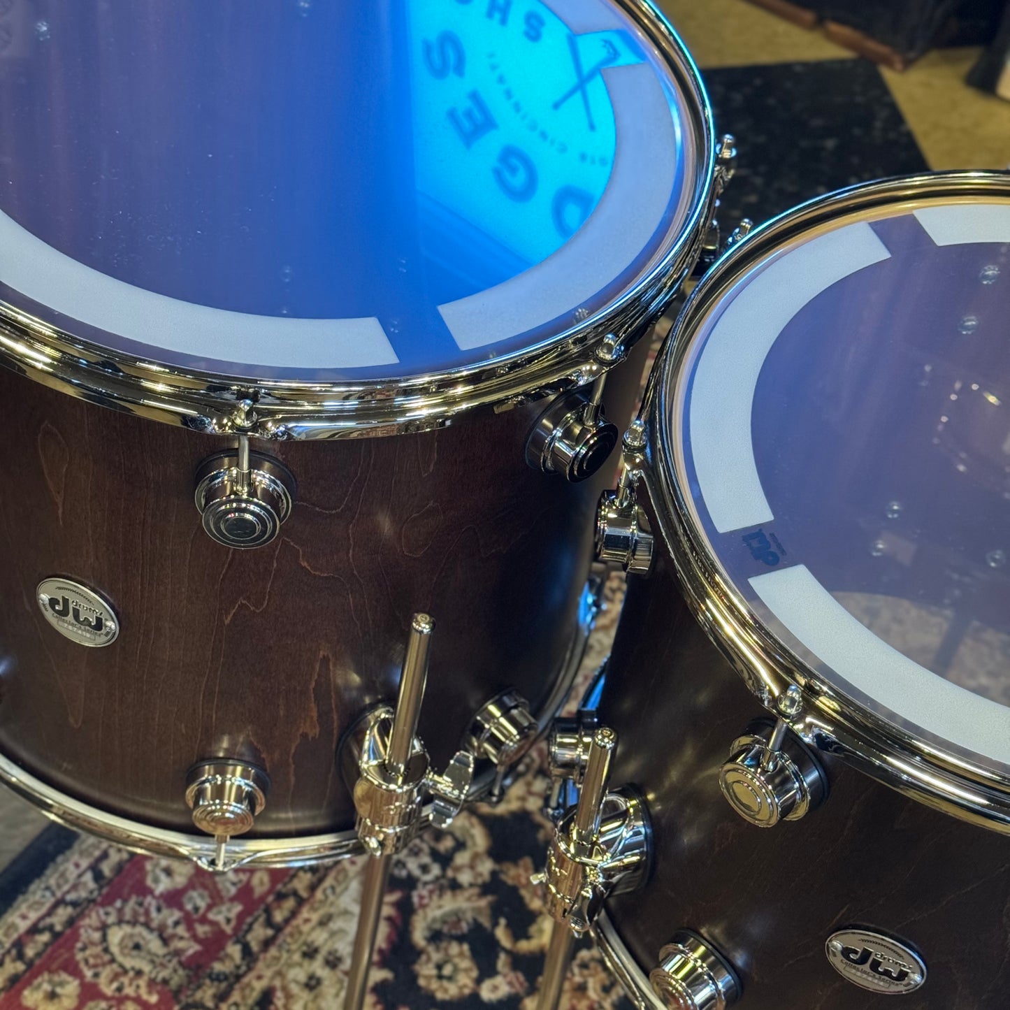 NEW DW Collector's Series Maple-Mahogany w/ Vertical Maple Outer & Nickel Hardware in Walnut Satin Oil - 18x22, 7x10, 8x12, 12x14, 14x16