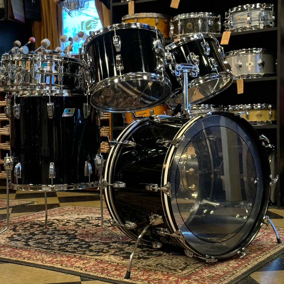 VINTAGE 1976 Ludwig Vistalite in Black w/ Matching LM400 Supraphonic - 14x22, 8x12, 9x13, 16x16, 5x14