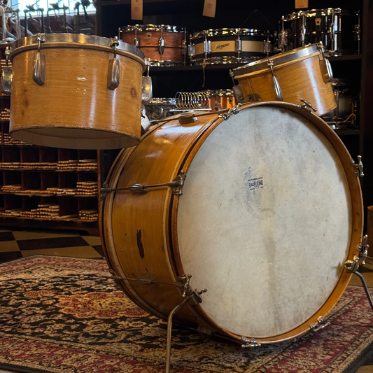 VINTAGE 1950's Slingerland Ensemble 7-N Gene Krupa Jr. Outfit in Knotty Pine - 12x22, 7x10, 8x12