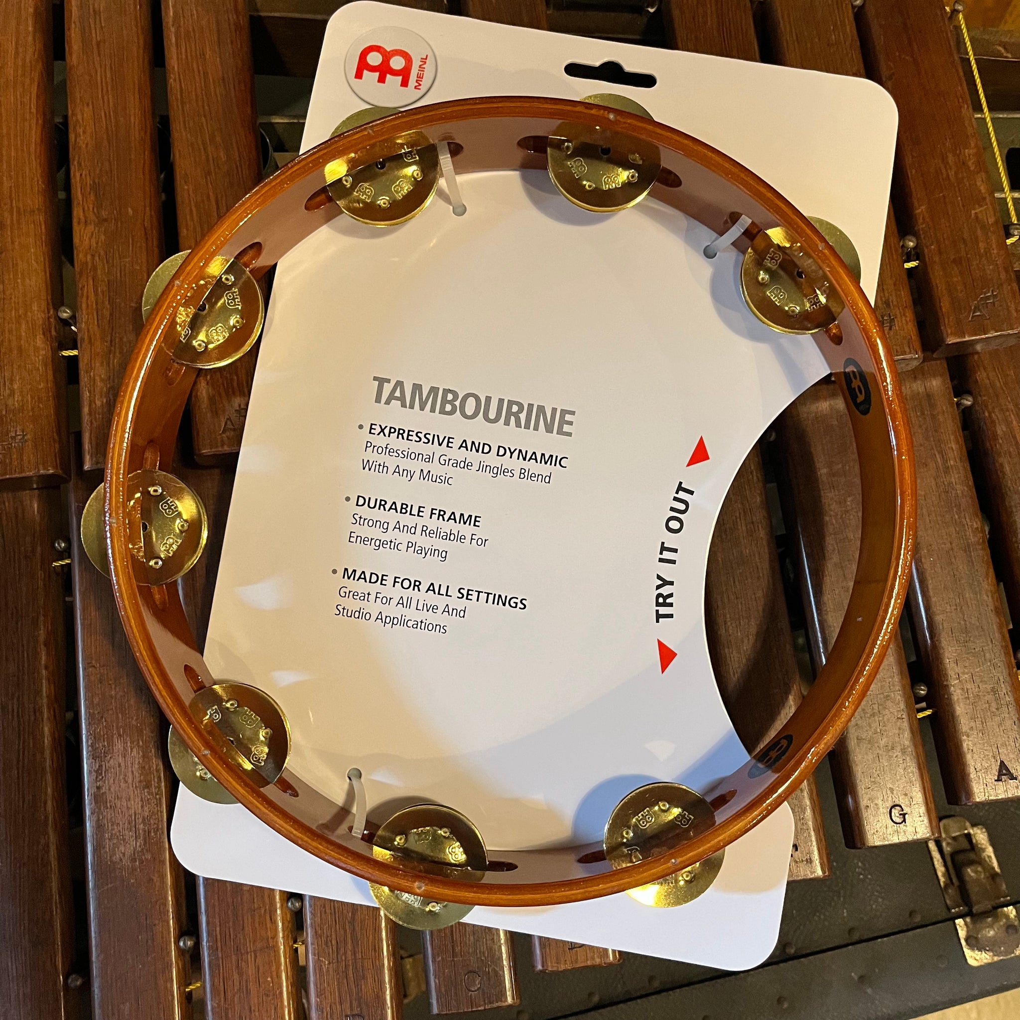 Meinl Traditional Wood Tambourine, Brass Jingles - 10