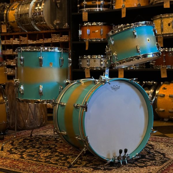 VINTAGE 1965 Ludwig Jazzette in Turquoise & Gold Duco - 14x18, 8x12, 14x14