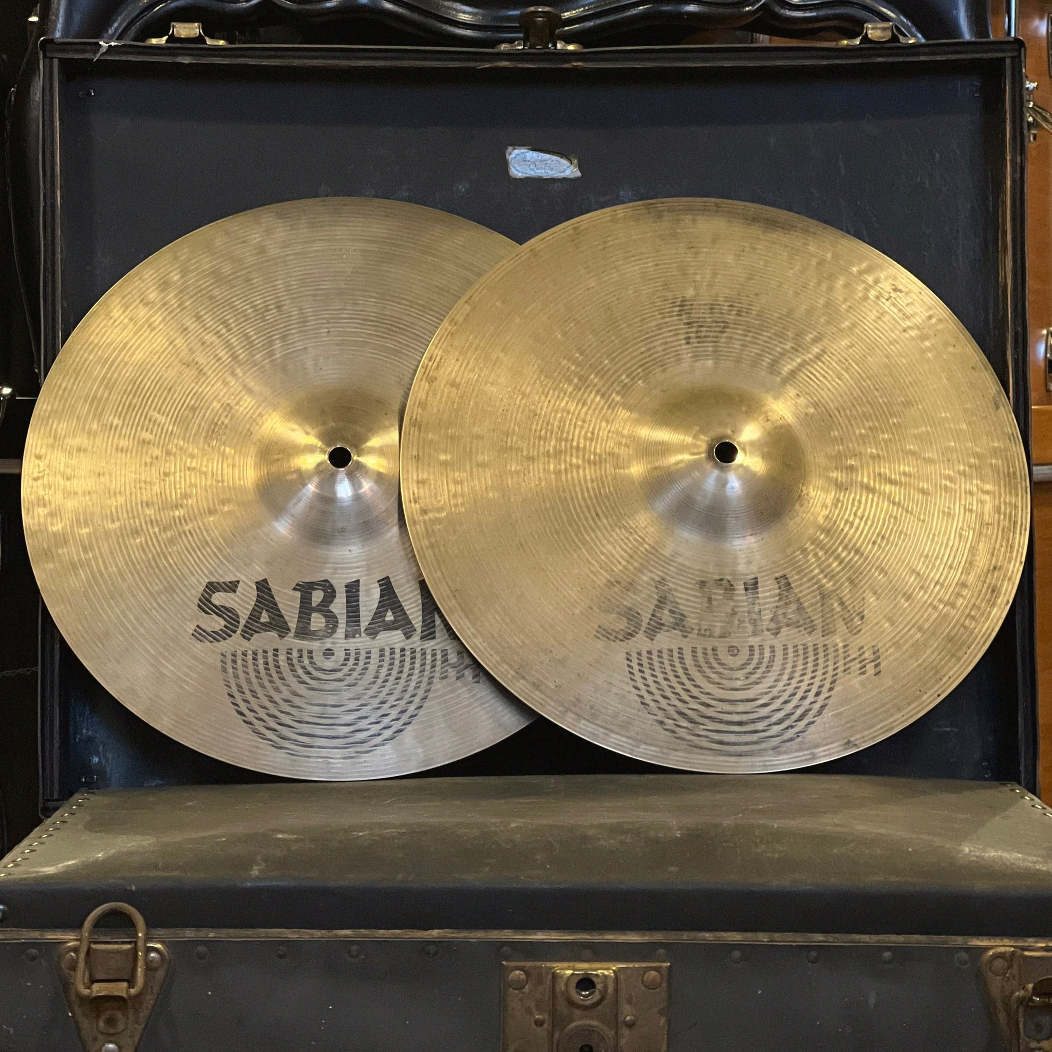 VINTAGE 1980's Sabian 14" HH Hi-Hat Cymbals - 1004/1494g