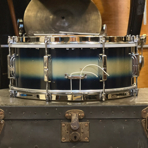 VINTAGE 1958 Leedy 5.5x14 Snare Drum in Blue & Silver Duco