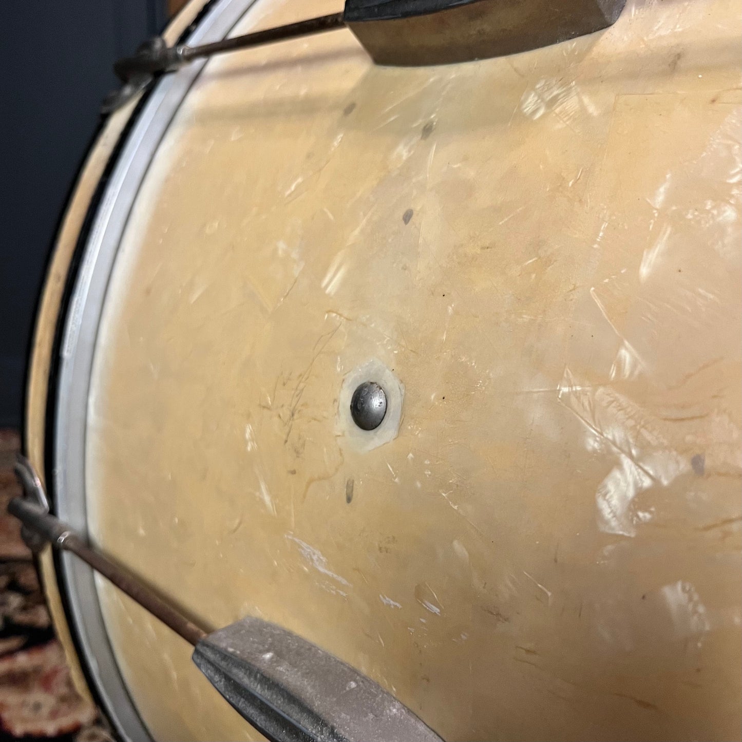 VINTAGE Late 1930s-40's Slingerland 28" Radio King Bass Drum in White Marine Pearl