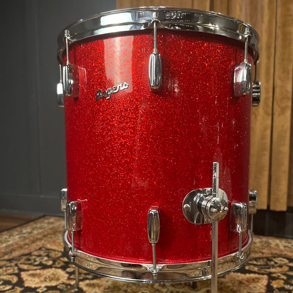 VINTAGE 1960's Rogers 16x16 Bread & Butter Lug Floor Tom in Red Sparkle