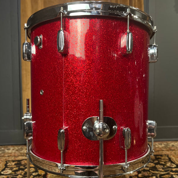 VINTAGE 1960's Rogers 16x16 Bread & Butter Lug Floor Tom in Red Sparkle
