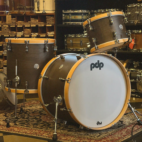 NEW PDP Concept Maple Classic in Satin Walnut w/ Natural Wood Hoops - 16x22, 9x13, 16x16