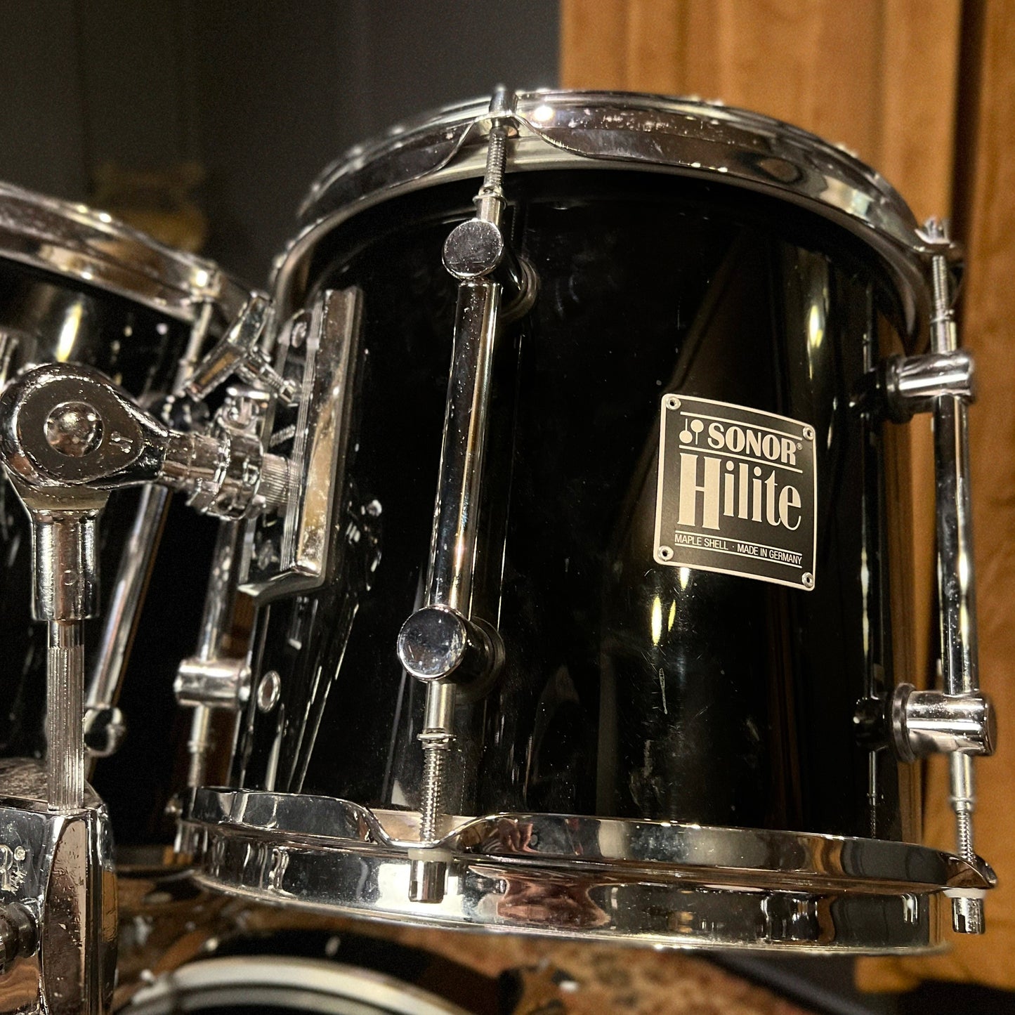 VINTAGE 1989-1990 Sonor HiLite Fusion Outfit in Piano Black Lacquer - 16x20, 9x10, 10x12, 11x13, 12x15