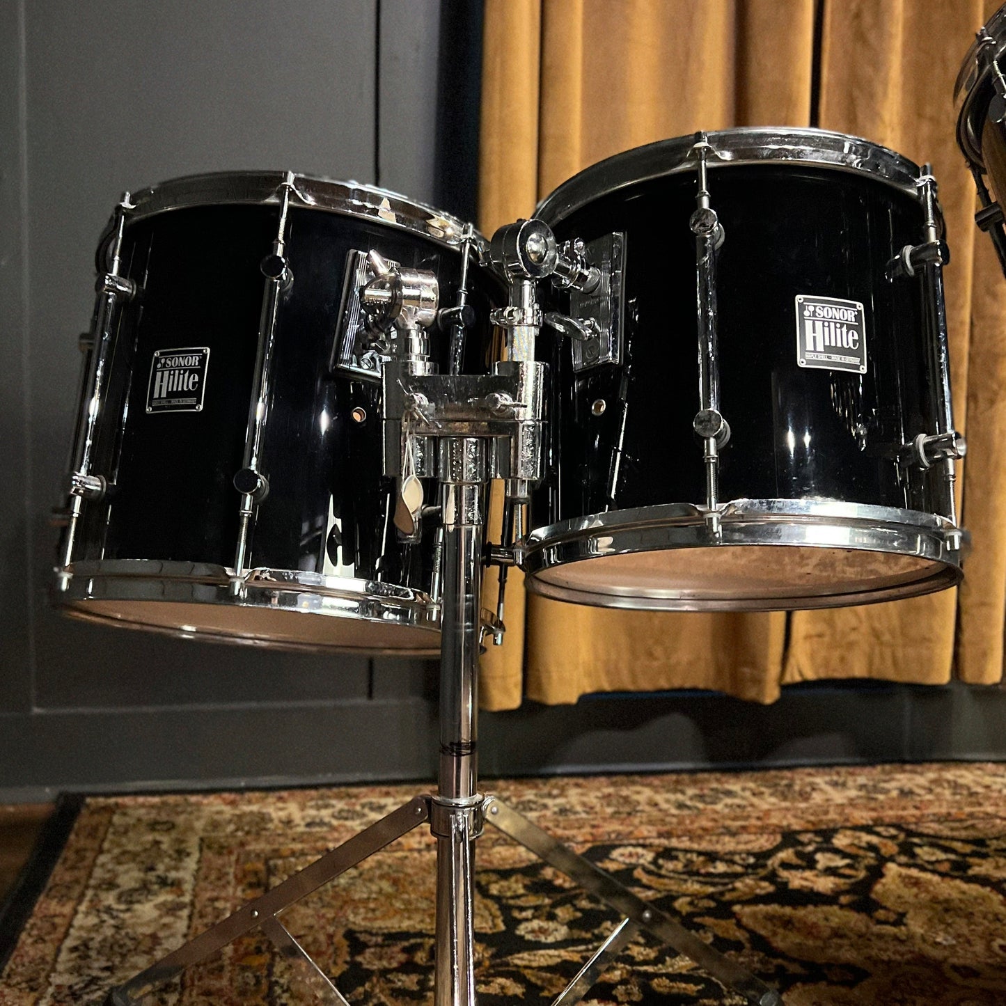 VINTAGE 1989-1990 Sonor HiLite Fusion Outfit in Piano Black Lacquer - 16x20, 9x10, 10x12, 11x13, 12x15