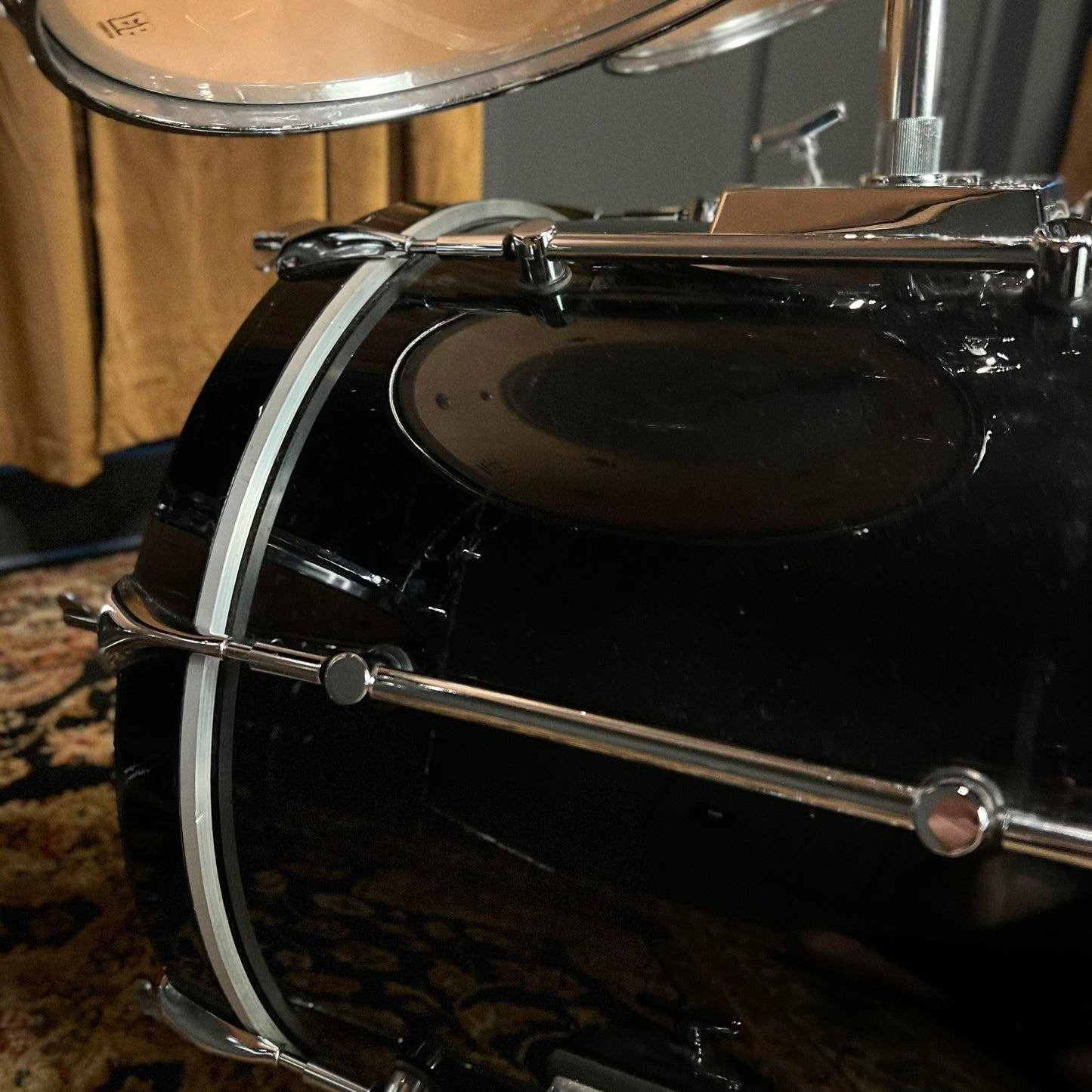 VINTAGE 1989-1990 Sonor HiLite Fusion Outfit in Piano Black Lacquer - 16x20, 9x10, 10x12, 11x13, 12x15