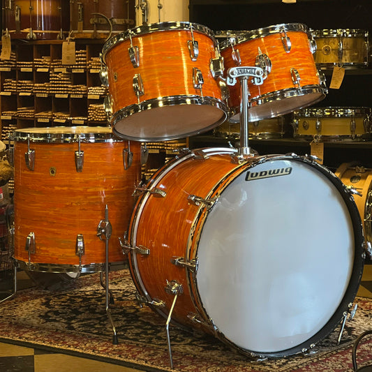 VINTAGE 1968 Ludwig Hollywood Outfit in Mod Orange - 14x22, 8x12, 9x13, 16x16