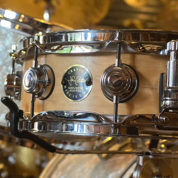 USED 2000 DW Craviotto 4x14 Solid Shell Maple Snare Drum in Satin Natural