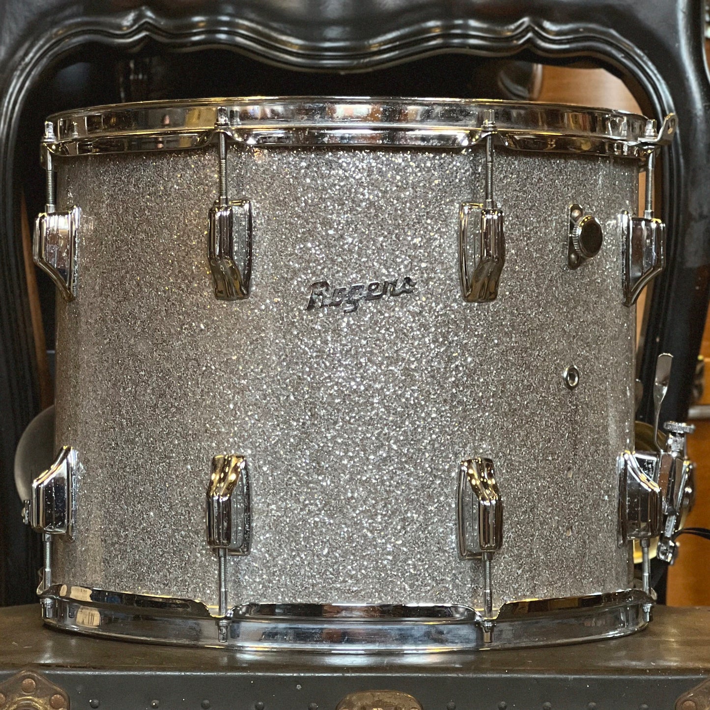 VINTAGE Rogers 12x15 Powertone Marching Snare in Silver Sparkle