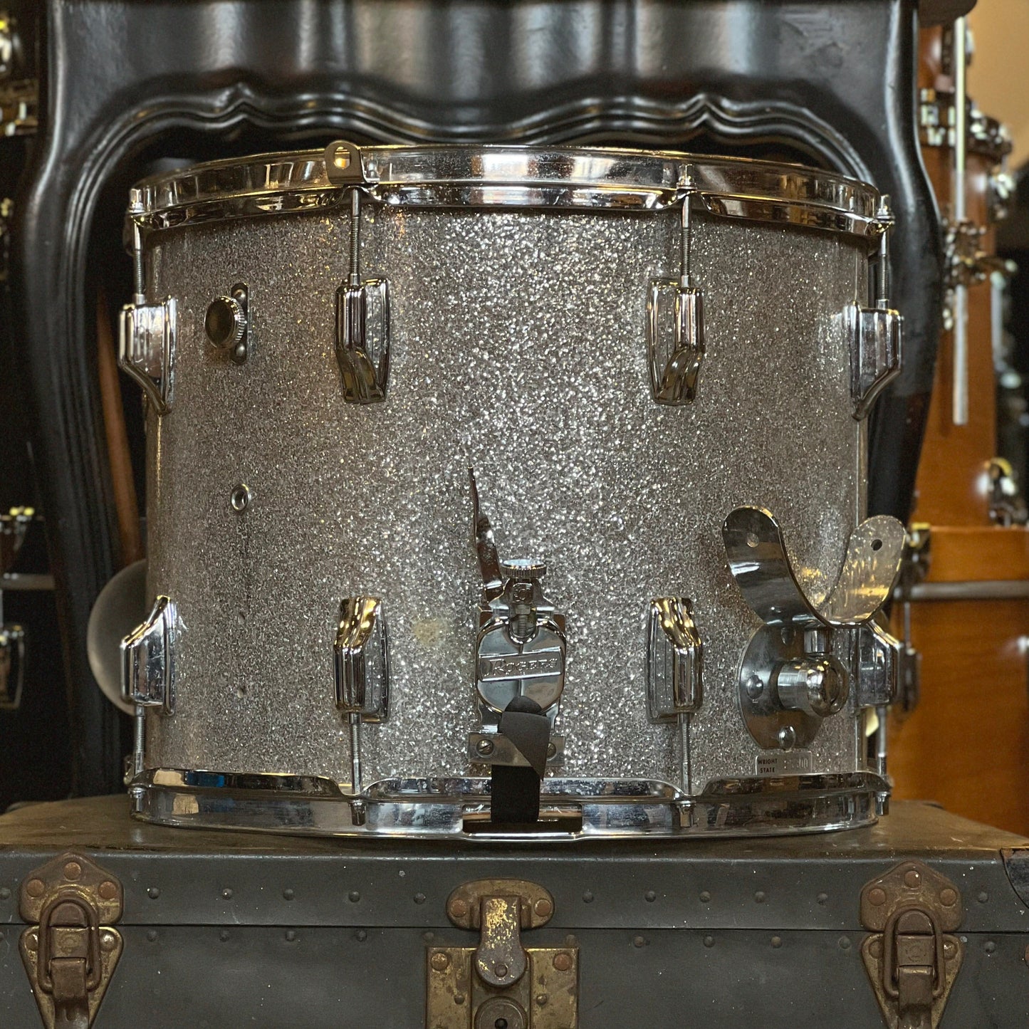 VINTAGE Rogers 12x15 Powertone Marching Snare in Silver Sparkle