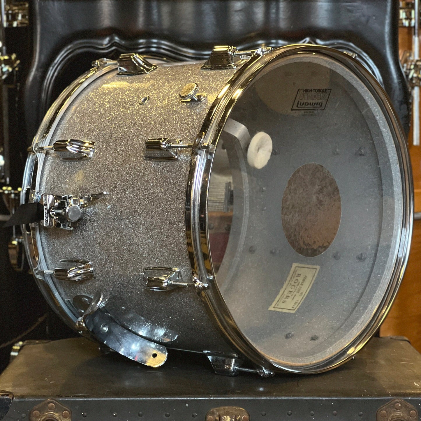 VINTAGE Rogers 12x15 Powertone Marching Snare in Silver Sparkle