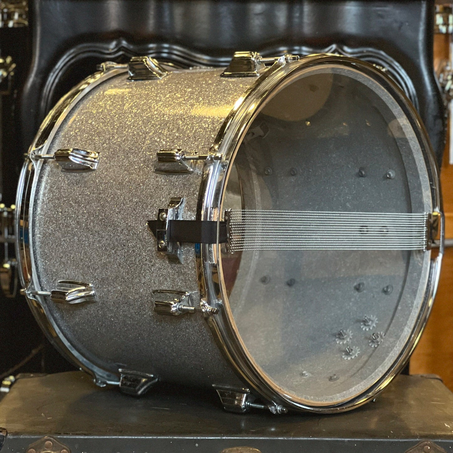 VINTAGE Rogers 12x15 Powertone Marching Snare in Silver Sparkle