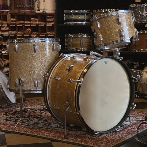 VINTAGE 1960's MIJ Murayamd Drums Ludwig Copy in Faded Silver Sparkle - 14x22, 9x13, 16x16